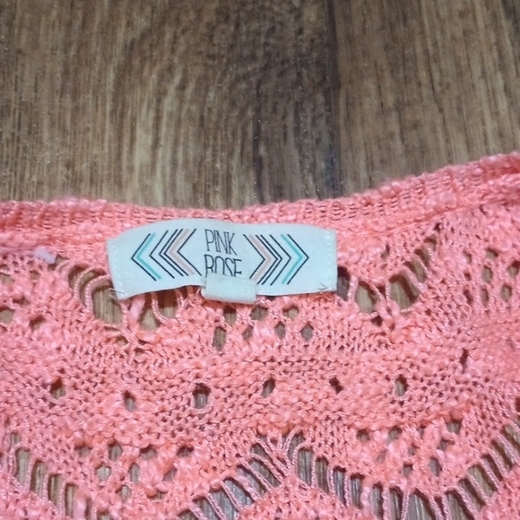 Pink Rose Coral Knit Barbiecorp Vest with Fringe - Picture 2 of 5